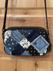 Coach Crossbody Clutch Bag In Canyon Quilt Denim Patchwork Leather - Picture 1 of 18
