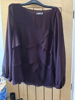 Mint Velvet Sheer Sleeve Tiered Blouse Size 14 - Image 1 of 4