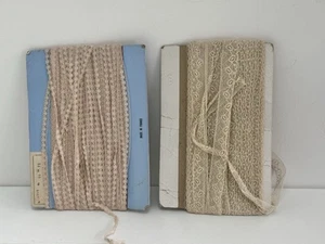 2 Cards Antique Sewing Craft Cotton Lace - French & English..metres And Metres - Picture 1 of 4