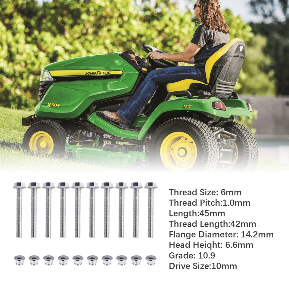 For John Deere 44" Snowblower Shear Bolt 10-Pack 19M7834 14M7397 - Image 1 of 3