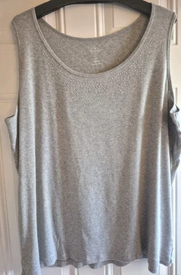 ST. JOHN'S BAY Rib Knit Tank Top - 3X - Embellished Scoop Neck, Straight Hemline - Image 1 of 4