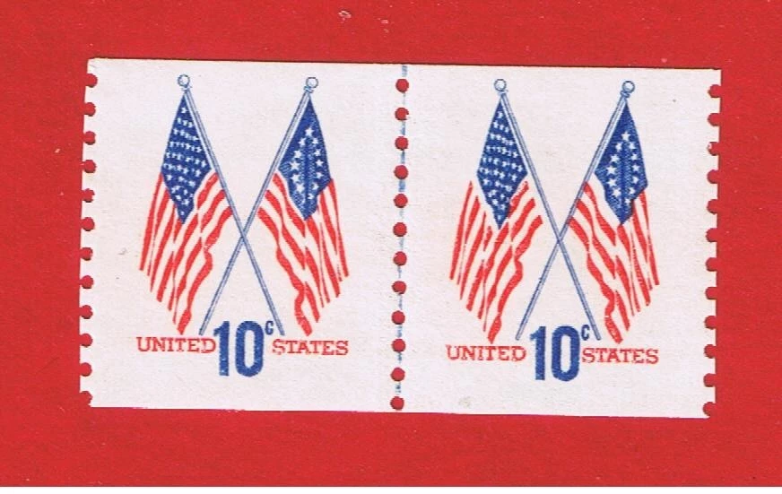 #1519  MNH OG   huck coil line pair  Flag  Free S/H - Image 1 of 1