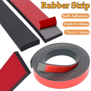 Self-Adhesive Rubber Strip Tape Backed Foam Seal Sheet Solid Roll Bumper 1~10mm - Picture 1 of 8