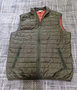 Chaleco acolchado Brooks Brothers rojo polar cremallera completa aislante Thermore para hombre L caqui - Imagen 1 de 6