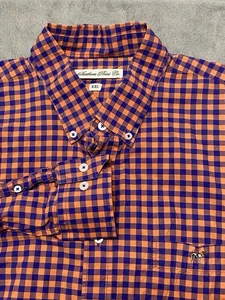 Camisa Southern Point Co. Naranja Azul Cuadros Botones Para Hombre XXL L/S Defectos - Imagen 1 de 12