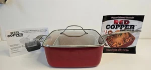 Rot Kupfer 10" Quadratische Pfanne Frittieren Braten Dampf Backen Grillen - Bild 1 von 13