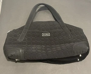 Vera Bradley Microfiber Purse Top Handle Satchel Quilted Espresso Brown Circles - Picture 1 of 4