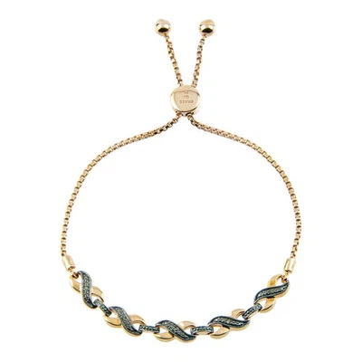 Brazalete Diapositivo Infinito Chapado en Oro Rosa 14k Bolo Chocolate Estrás Foto 1 de 4