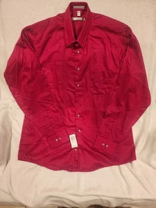 Camisa de vestir Geoffrey Beene roja satén sin arrugas para hombre con botones XL 17 - 36/37 - Imagen 1 de 9