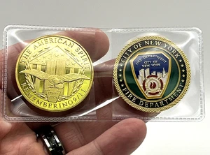 2 Pcs. FDNY St. Florian 9/11 Commemorative Challenge Coin Gift Set - Picture 1 of 6