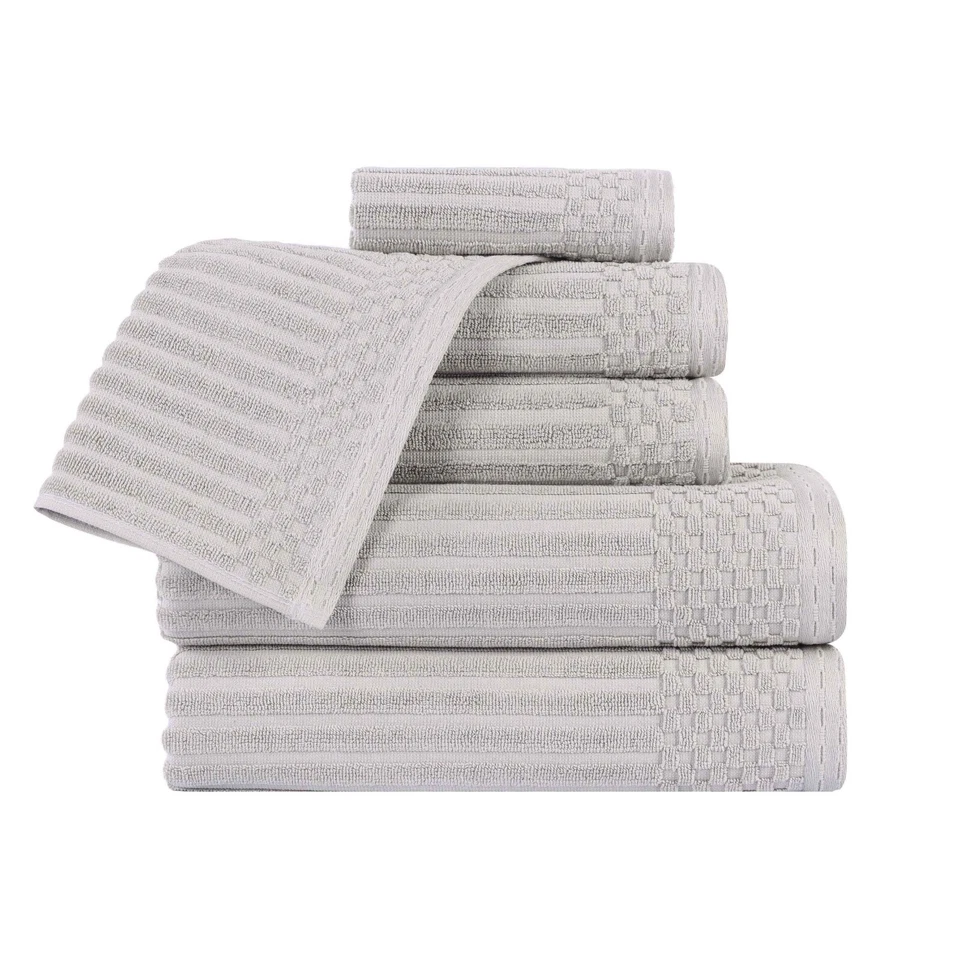 Superior Soho Collection 6 Piece 100 Cotton Bath Towel Set Silver