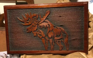 De colección Alce Madera Tallado Pared Arte Cabina Decoración Rústica Placa Talla en madera ¡Grande! - Imagen 1 de 10