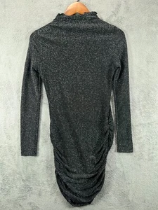 SheIn Womens 4 Small Dress Black Metallic Sparkle Bodycon Long Sleeve Mock Neck - Picture 1 of 10