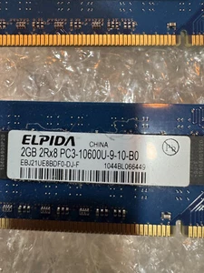 DDR3 DIMM 2GB Ram PC3-10600U-10-B0 (set of 4) - Elpida - fully functional - Zdjęcie 1 z 2