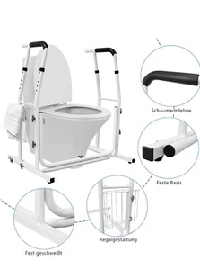 Toilettenschiene, Kommode Sicherheitsrahmen mit Zeitschriftenkorb, - Bild 1 von 4