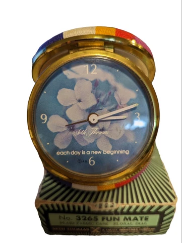 VTG Seth Thomas Clock Travel Alarm GERMANY Wind up folding case FUN MATE WORKS Cover