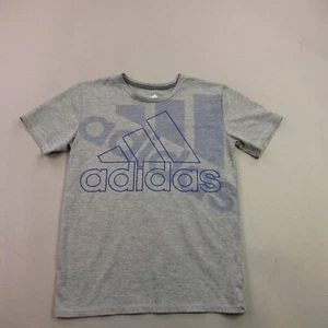 Adidas Shirt Boys Medium Short Sleeve Casual Crew Neck Lightweight Gray - Picture 1 of 7