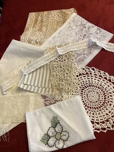 Vintage Doily, Rescued Textiles Lot, Junk  Journal, Slow Stitch, Scrapbooking - Picture 1 of 5