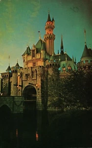 1976 Sleeping Beauty Castle Dusk Glow Disney Disneyland Amusement Park Postcard - Picture 1 of 2
