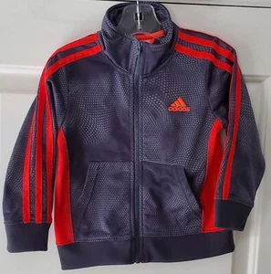 Adidas Boys Unique Zip Up Jacket Blue Orange - Size 2T - EUC - Picture 1 of 9
