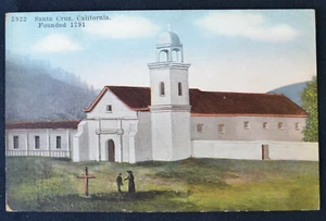 Santa Cruz Mission gegründet 1791 Kalifornien CA Postkarte PC 1909 Pacific Neuheit - Bild 1 von 1