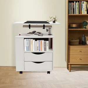 3-Etagen Drehbarer Schublade Nachttisch Multifunktionales Bücherregal Leseregal - Bild 1 von 18