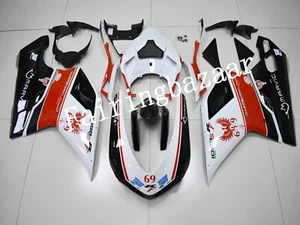 Fit for 2007-2011 Ducati 848/1098/1198 Black White Red ABS Injection Fairing Kit - Foto 1 di 8
