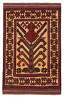 Tapis traditionnel caucasien noué à la main 2'11" x 4'7" tapis en laine tribale sculpté