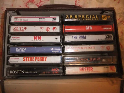 LOT OF 12 — 80’s METAL HAIR BANDS Cassette Tapes: RATT TOTO ZZ TOP BOSTON + CASE - Image 1 of 4