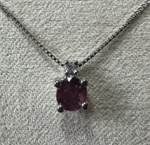 Collana De Oro 18kt Con Diamante Y Rubí Natural Corte Ovalado - Imagen 1 de 4