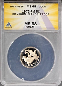 1973 5c FM British Virgin British Islands PF 68 DCAM AN # 7622331 + Bonus - Picture 1 of 2