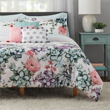 Jade Floral 10-Piece Bed in a Bag Size Full Comforter Set w/ Sheets Pillowcases