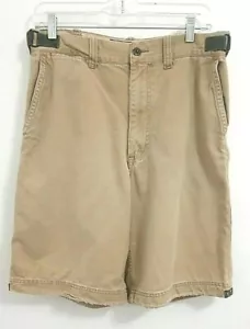 Abercrombie & Fitch Men's 30 Cargo Shorts Khaki 100% Cotton Hiking Distressed - Picture 1 of 11
