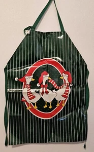 Vintage KITCHEN SLICKERS Vinyl PVC & Cotton Apron Christmas Goose Santa Hat NWT - Picture 1 of 5