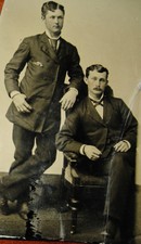ANTIQUE TINTYPE PHOTO OF 2 HANDSOME DAPPER SEXY YOUNG MEN GAY INTEREST AS IS
