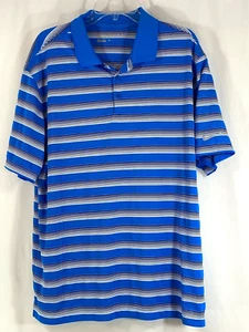 Nike Golf Dri-Fit Herren XL Kurzarm Poloshirt blau weiß gestreift - Bild 1 von 9
