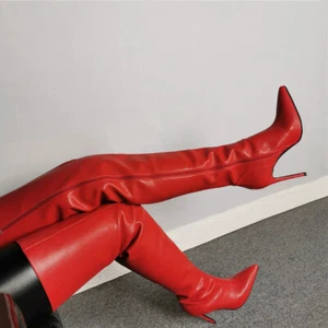Pointed Toe Over The Knee Thigh High Boots for Women Party Stiletto Heels Shoes - Picture 1 of 30