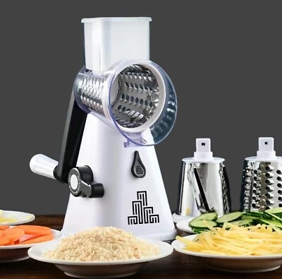 Käsereibe Gemüsereibe mit Kurbel und 3 Trommelblätter, Reibe für Gemüse o. Käse - Bild 1 von 4