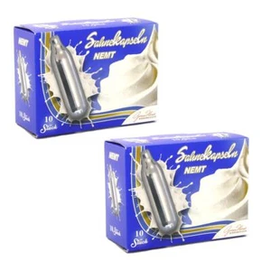 20 x N2O Sahnekapseln 8g NEMT für Sahnebereiter Sahnespender isi Mosa Liss Hendi