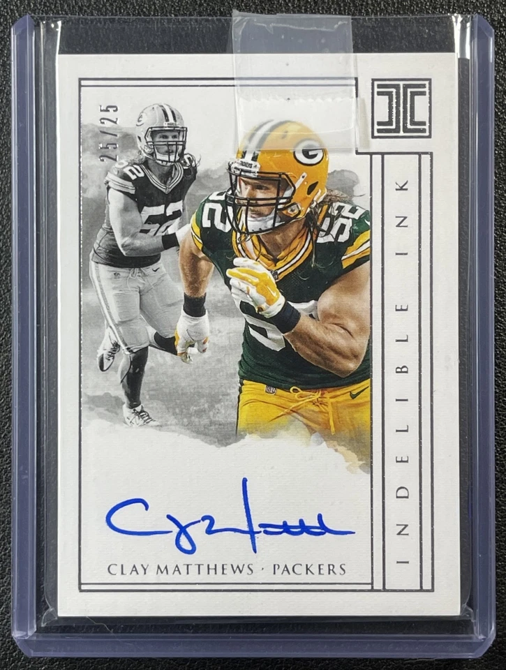 CLAY MATTHEWS 2018 PANINI IMPECCABLE #II-CM INDELIBLE INK AUTO 25/25 PACKERS - Image 1 of 2