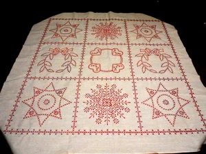 COMPLETED JACK DEMPSEY Embroidered  White Wall Hanging  Lap  Quilt 36x36" - Picture 1 of 6
