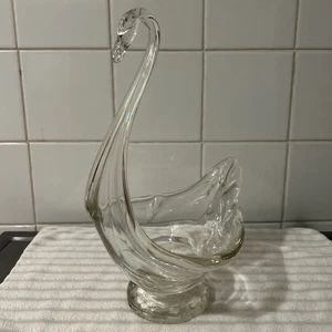 Vintage Hand Blown Glass Swan Fruit Bowl Ornamental Figurine - Picture 1 of 24