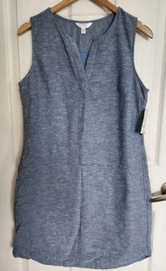 New Time And TRU Womens Dress Small 4-6 Chambray Sleeveless Casual Pockets Blue - Picture 1 of 11