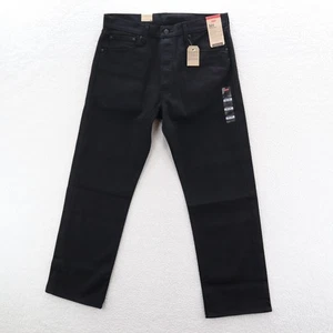 Levis Jeans Mens 35x30 Black 501 Shrink to Fit Original Button Fly Denim Grunge - Picture 1 of 12