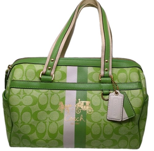 Borsa a tracolla Coach Signature Heritage in tessuto PVC con bordo in pelle