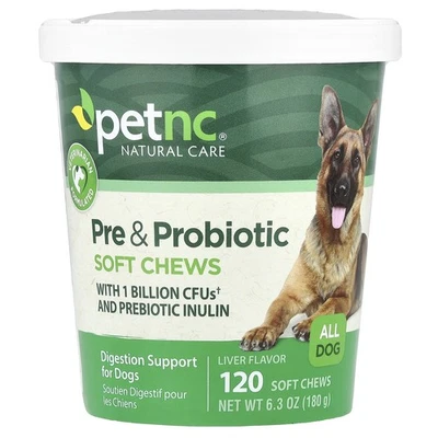 Masticables suaves pre y probióticos, todo perro, hígado, 120 masticables suaves, 6,3 oz (180 g) Foto 1 de 2