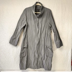 Eileen Fisher Trenchcoat Gr. L grau Windbreaker Jacke Struktur Rumpeljacke - Bild 1 von 13