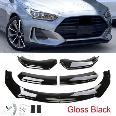 Front Bumper Lip Splitter Lower Spoiler Gloss Black For Hyundai Veloster Elantra Foto 1 de 4
