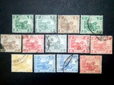 Federated Malay States 1906-22 Malaya Tiger WMk MCCA Complete Set - 12v Used #2 - Image 1 of 2