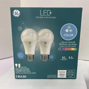 GE LED+ Color Changing Led Light Bulbs With Remote, A19 800 lumens 2 Pack - Picture 1 of 5